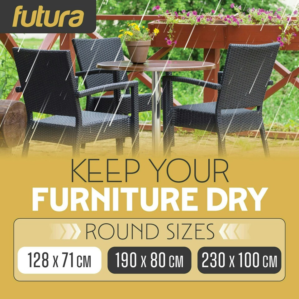 image 1 of Futura Round 128X71cm Waterproof Garden Furniture Cover  600D | Black | Black | 128x71cm | 1