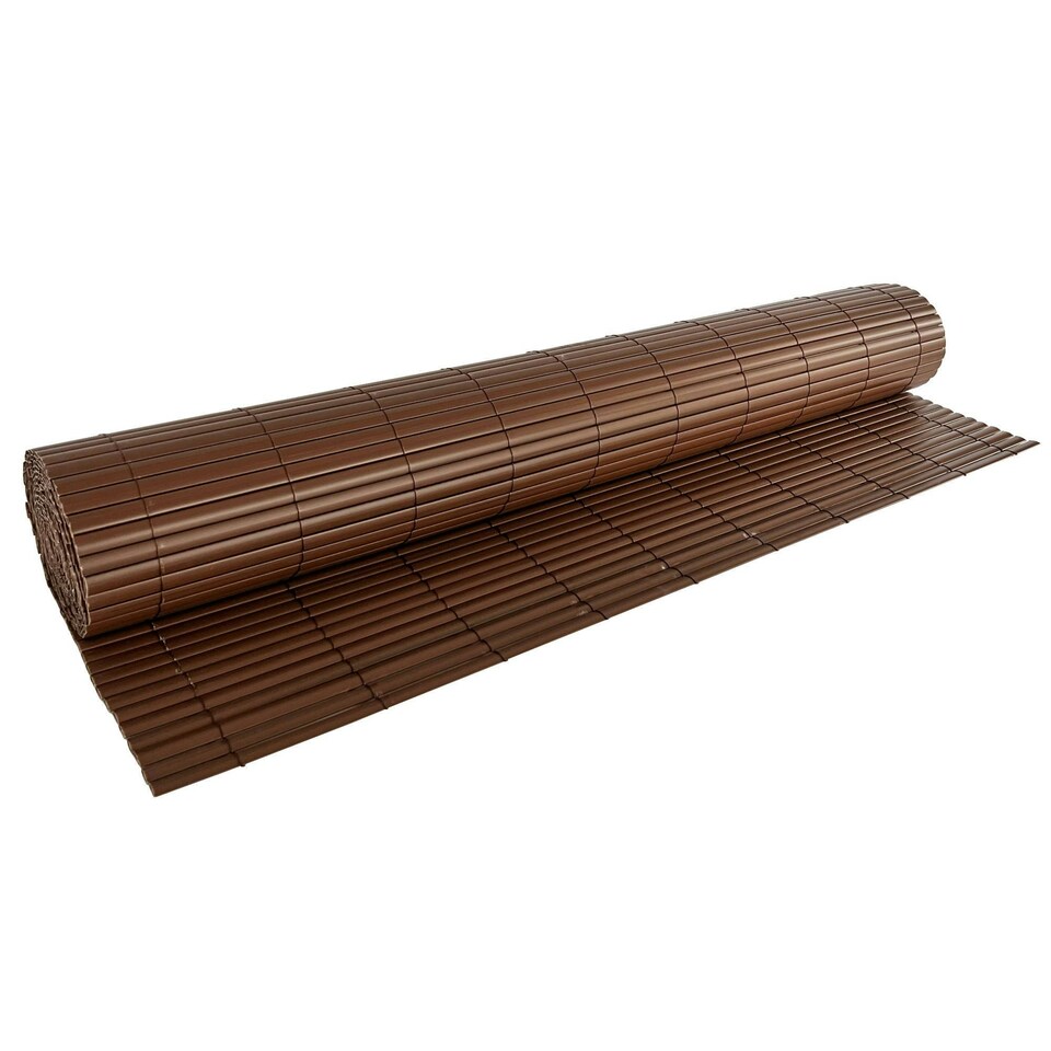 image 1 of Oypla 1m x 4m Brown PVC Outdoor Garden Fencing Privacy Screen Roll Brown