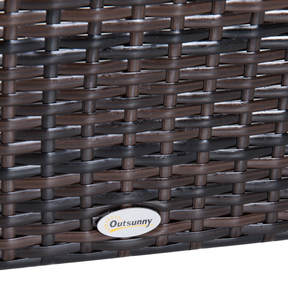 image 1 of Outsunny Rattan Footstool Wicker Ottoman with Padded Seat Cushion Outdoor Patio Furniture for Garden Poolside Living Room, 50 x 50 x 35 cm, Brown