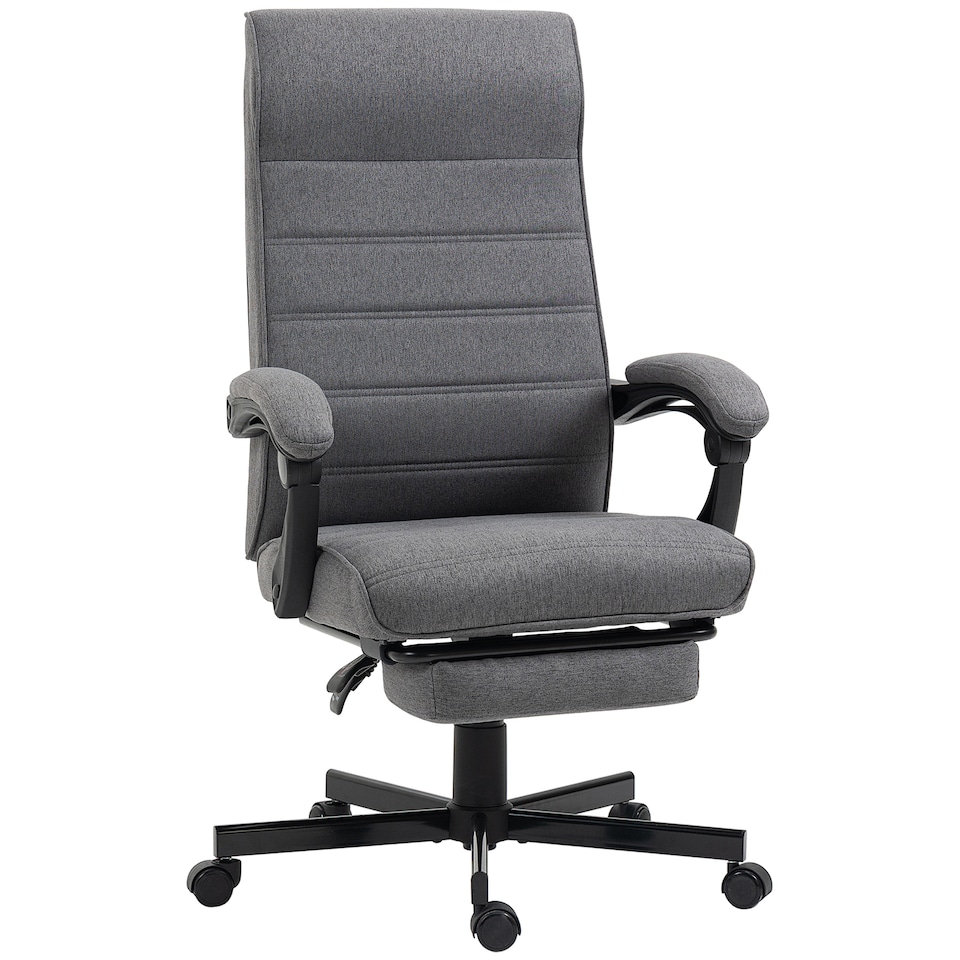 image 1 of Vinsetto Office Chair, Computer Desk Chair, Fabric Swivel Chair with Adjustable Height and Rolling Wheels for Home Office Work Study, Grey