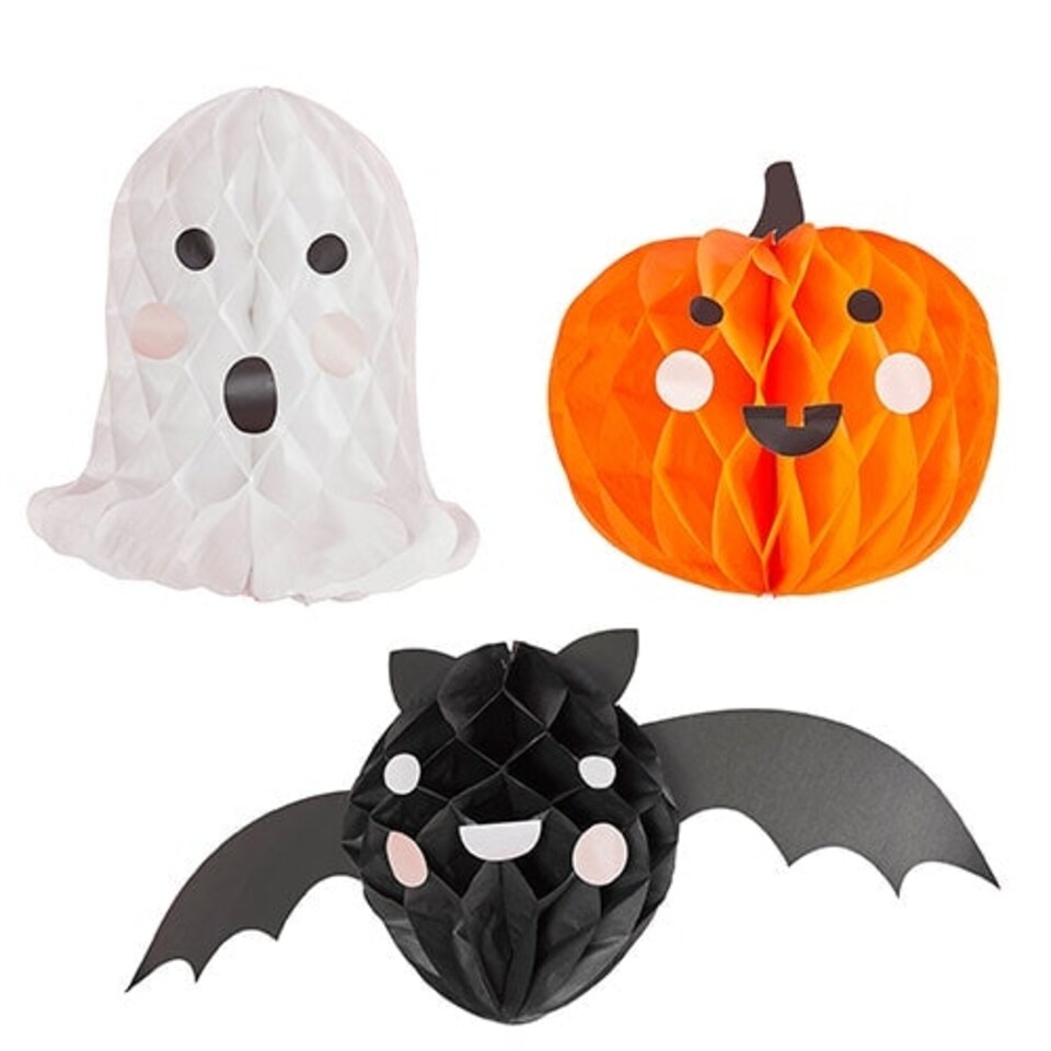 Assorted Halloween Characters Honeycomb Hanging Decorations - Pack of 3