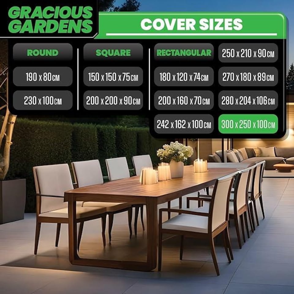 image 1 of Gracious Gardens Rectangular 300x250x100cm Waterproof Garden Furniture Cover | Black | Black | 300x250x100cm | 1