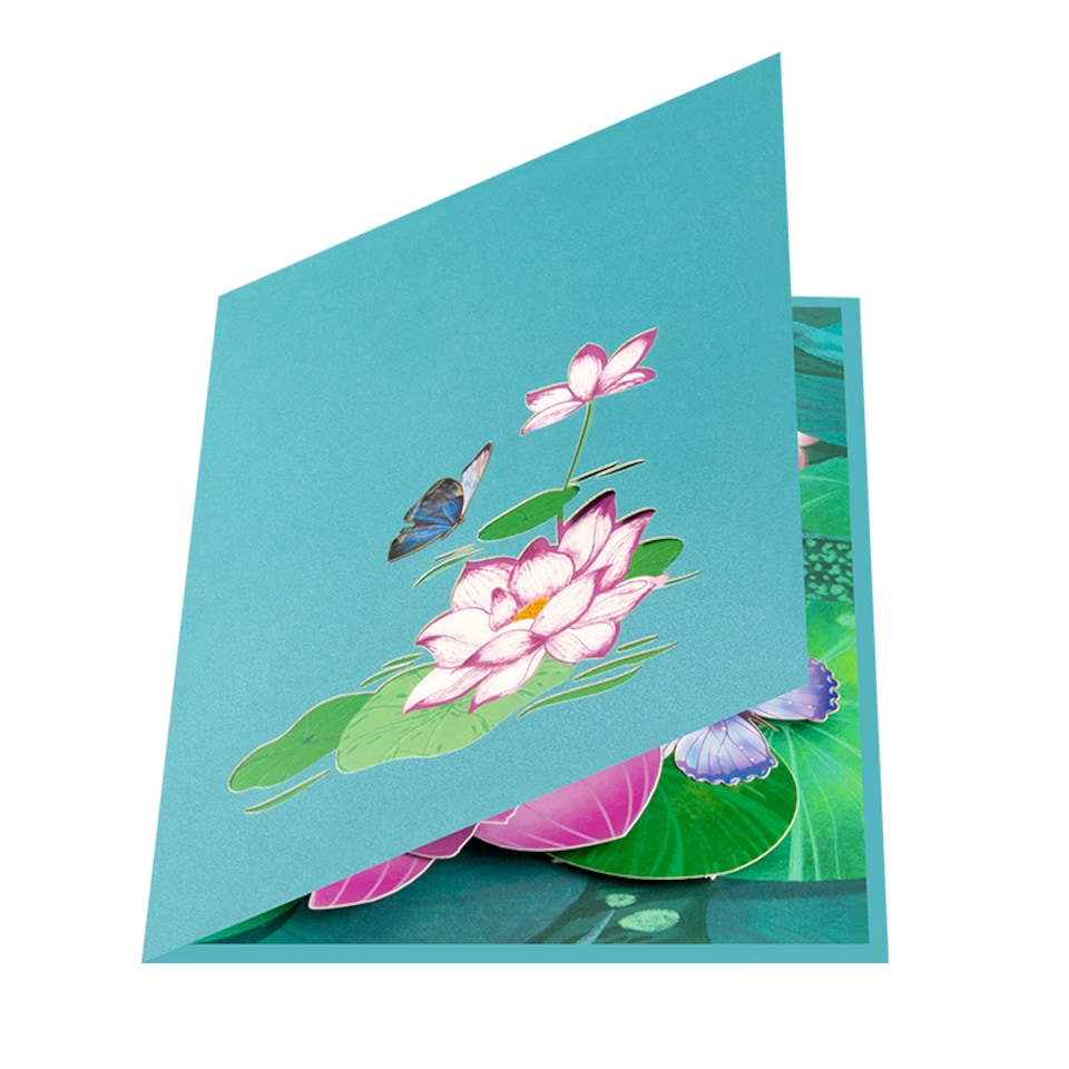 image 1 of Floating Grace Pink Lotus 3D Pop Up Greeting Card