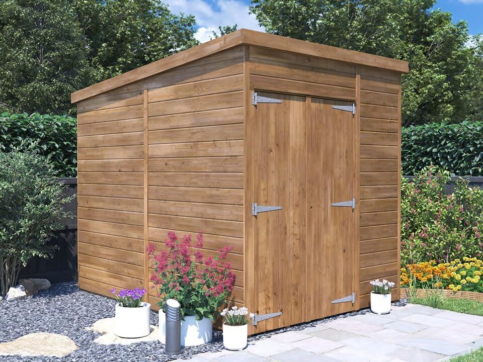 image 1 of Dunster House Bike Shed 1.8 x 2.4m Garden Storage Building 15mm, Tongue & Groove Thick Walls & Pent Roof, Overlord Modular