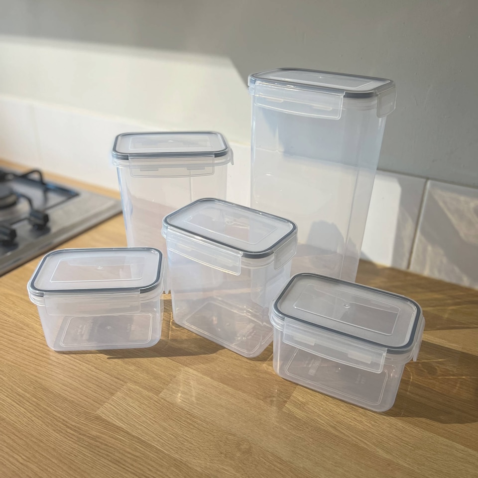 image 1 of 14pc Airtight Reusable Plastic Kitchen Food Storage Container Organiser Set