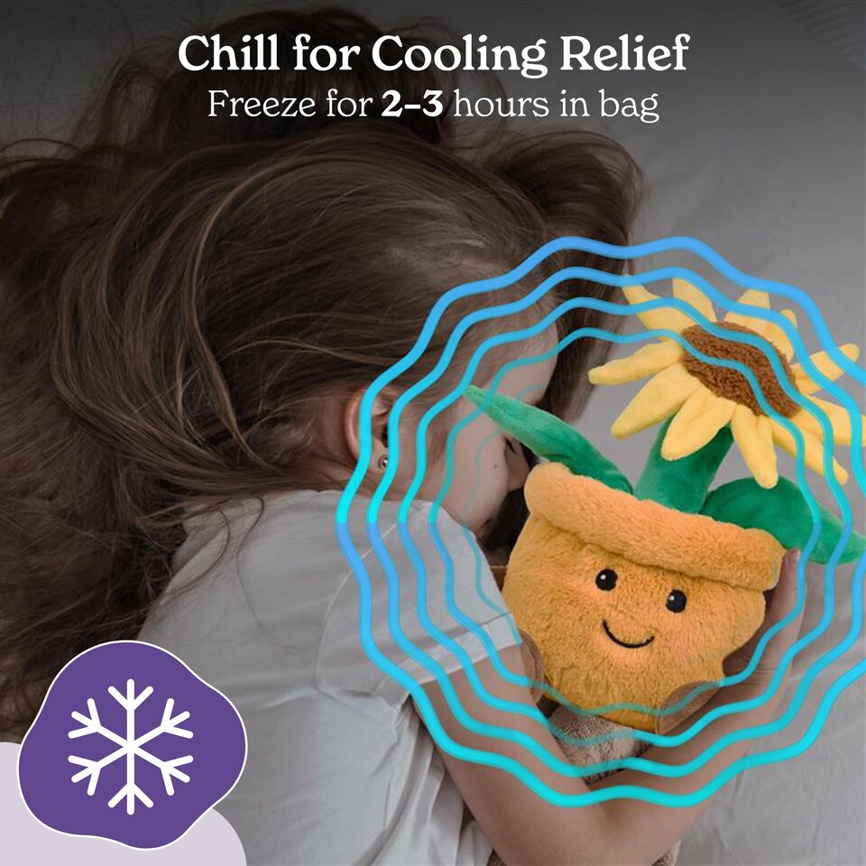 image 1 of Warmies Microwavable Plush Yellow Flower Pot Heat Pad, Weighted Heatable Plushie, Lightly Scented with French Lavender - Large