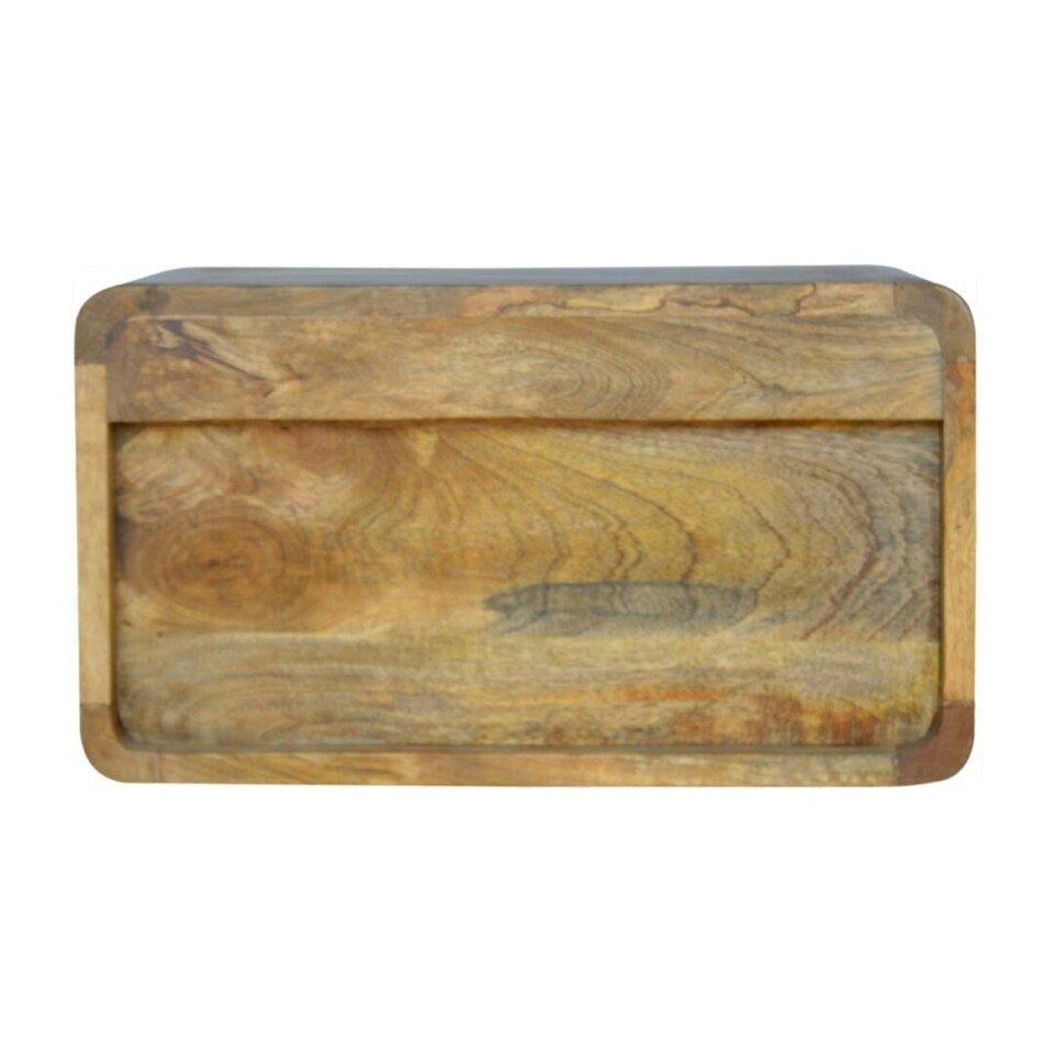 image 1 of Curved Oak-ish Wall Mounted Bedside with Open Slot Brown
