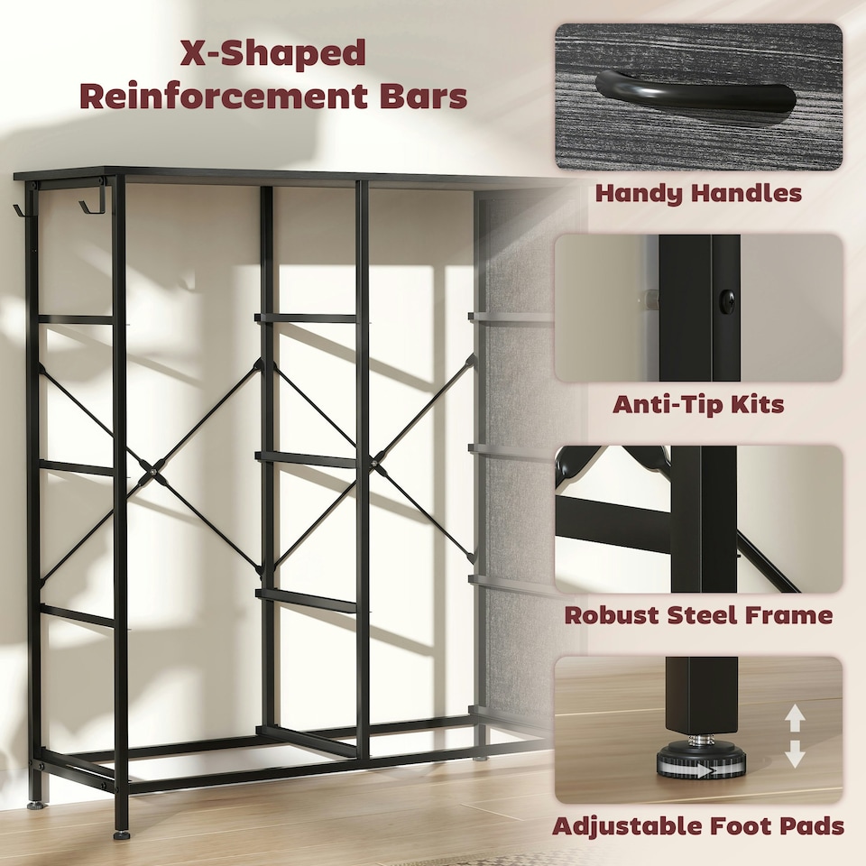 image 1 of HOMCOM Fabric Chest of Drawers, 8 Drawer Dresser for Bedroom, Black | Black | One Size | 1