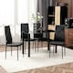 image 2 of HOMCOM 4-Pieces Dining Chairs, Faux Leather Kitchen Chairs, Black Black