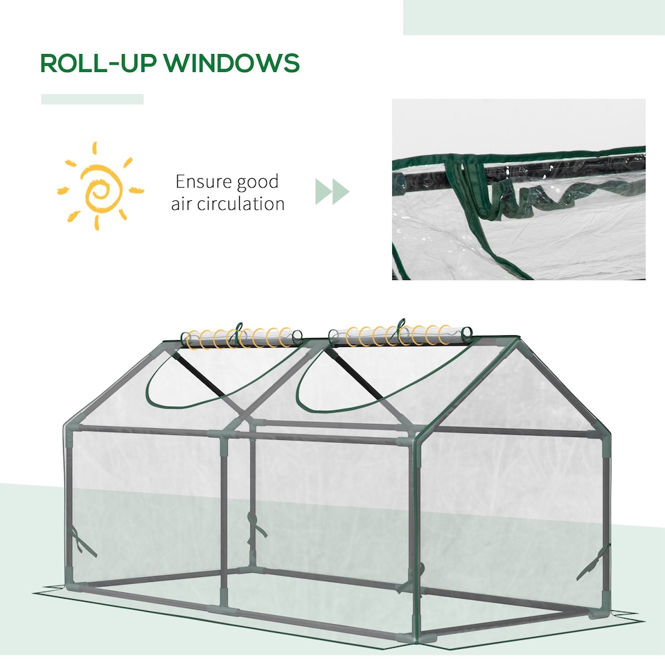 image 1 of Outsunny Greenhouse Plants Foil Tomato Vegetable House W/ 2 Windows Clear | Clear