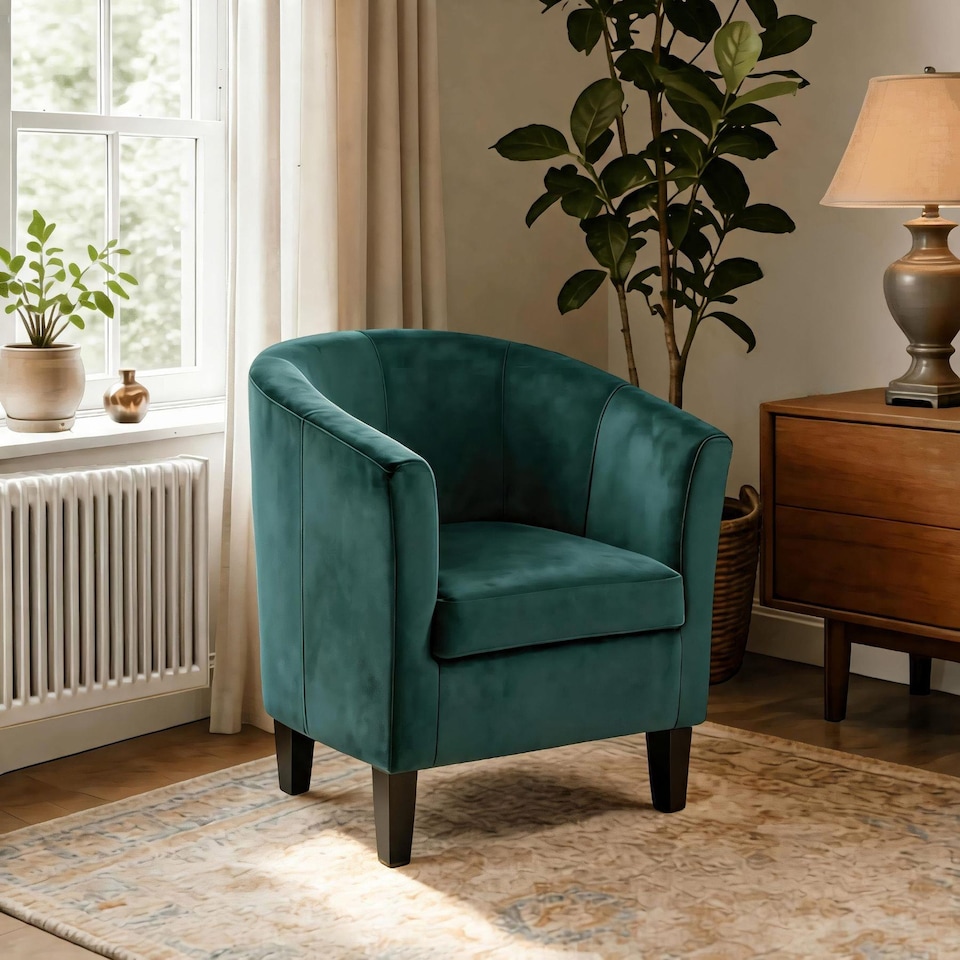 image 1 of Velvet Fabric Tub Chair Sofa Armchair Modern Office Reception Living Room