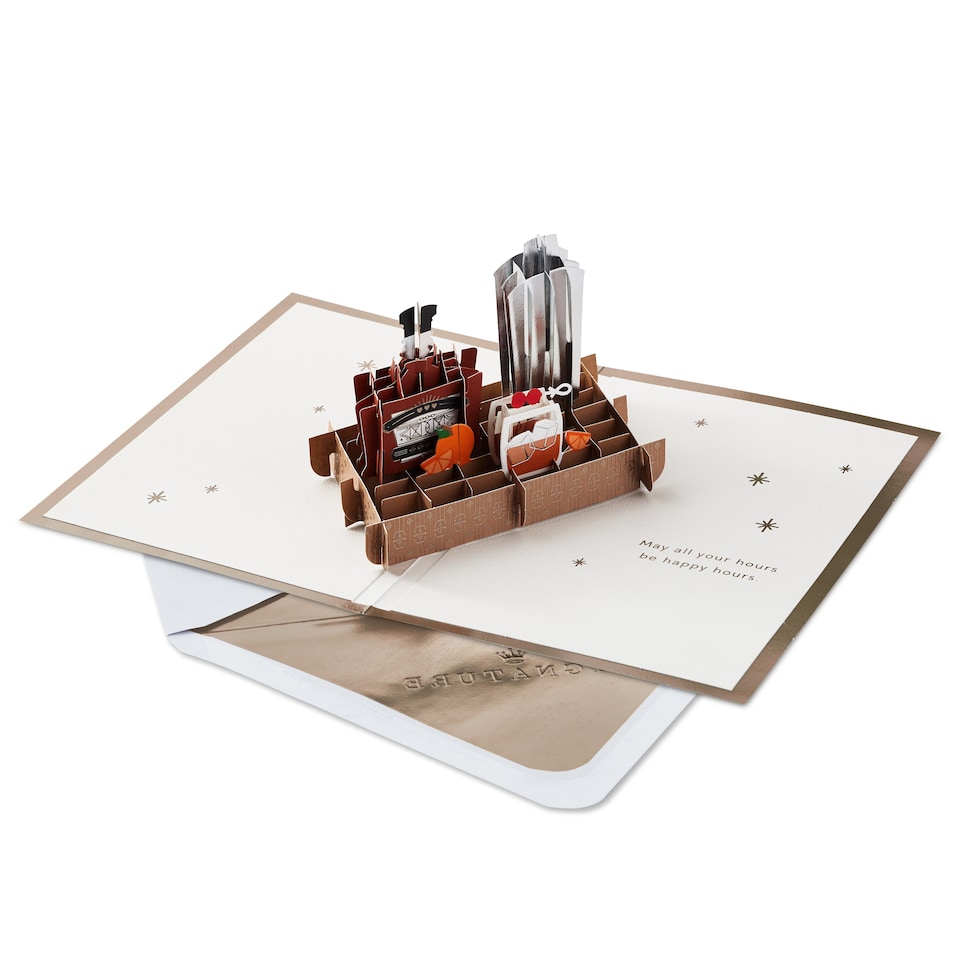 image 1 of Hallmark Father's Day Card - 'Cheers' 3D Pop-Up Cocktail Design