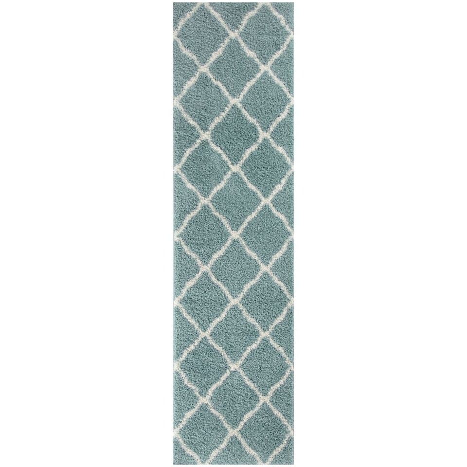 image 1 of The Rugs Moroccan Collection Soft High Pile Shaggy Lattice Floor Rugs and Runners Living Room