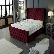 Colleen Plush Maroon King Bed Frame - Maroon