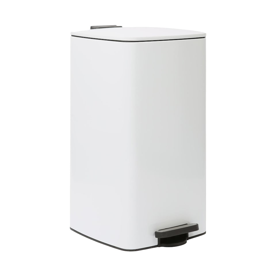 image 1 of Harbour Housewares Square Stainless Steel Kitchen Pedal Bin - 30L - White | White | White