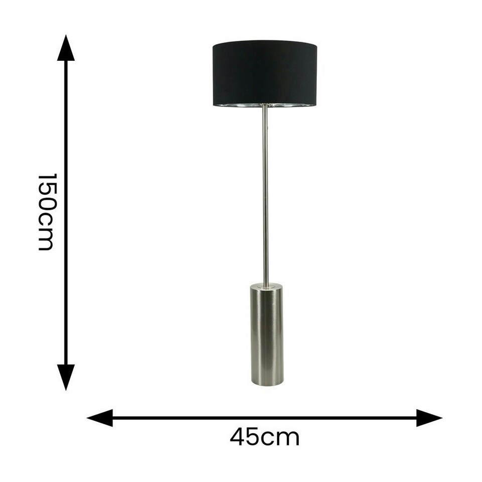 image 1 of ValueLights Lexy Chrome Dimmable Floor Lamp with Black with Chrome Inner Lamp Shade