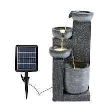 Living and Home 4-Tier Solar Water Fountain Rockery for Outdoor Garden | Black