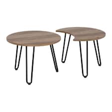 Athens Duo Coffee Table Set - L60 x W100 x H44 cm - Medium Oak Effect/Black Brown