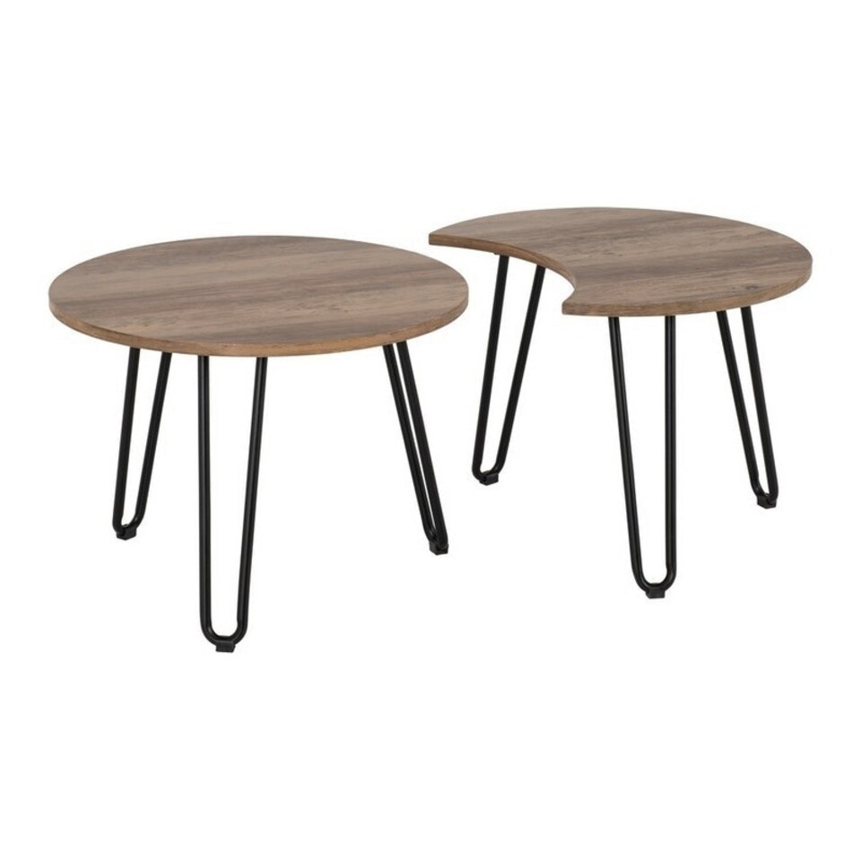 image 1 of Athens Duo Coffee Table Set - L60 x W100 x H44 cm - Medium Oak Effect/Black Brown