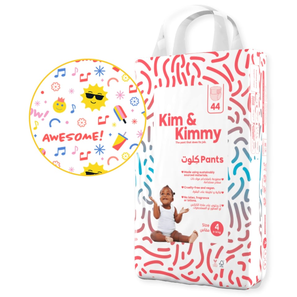 image 1 of Kim & Kimmy Nappy Pants, Size 4, 9-14kg, 44 Pack, Summer Icons