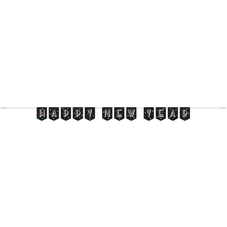 image 1 of Unique Party Neon Dots New Year Banner - Black/White - One Size