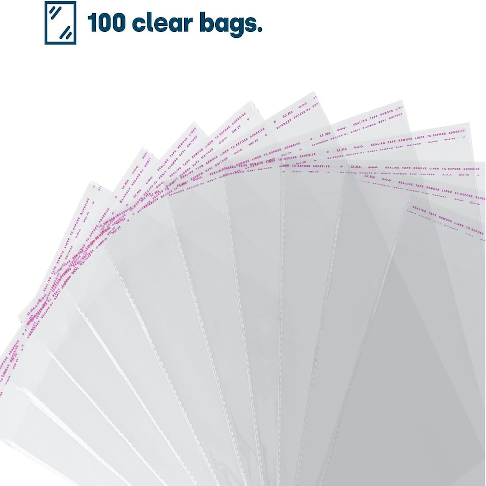 image 1 of Pack of 100 Clear OPP Bags 30 x 40cm with Self-Adhesive Strip