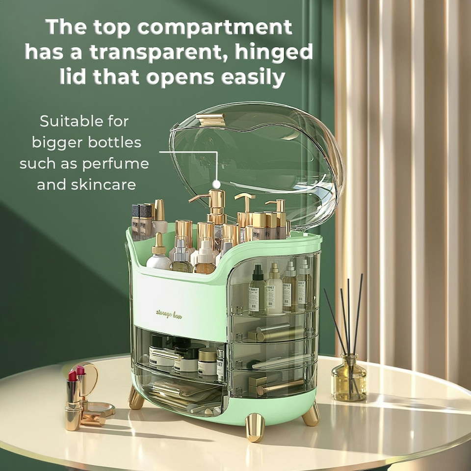 image 1 of Mint Green Large Capacity Cosmetic Make Up Skincare Storage Box