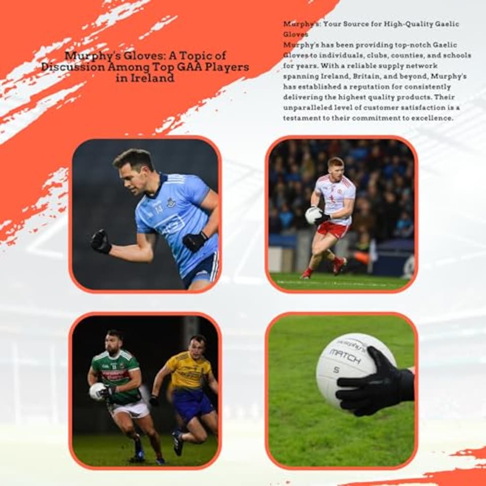 image 1 of Murphys Gaelic Football Adult's Players Gloves, Premium Latex, Gaa Superior Grip, Durable And Breathable Design Elasticated Wristband, Black, 8 - Small