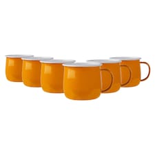 Argon Tableware Coloured Enamel Belly Mugs - 375ml - Yellow - Pack of 6 | Yellow | Yellow