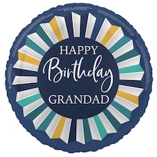 Happy Birthday Grandad Round Foil Helium Balloon 46cm / 18 in | Blue