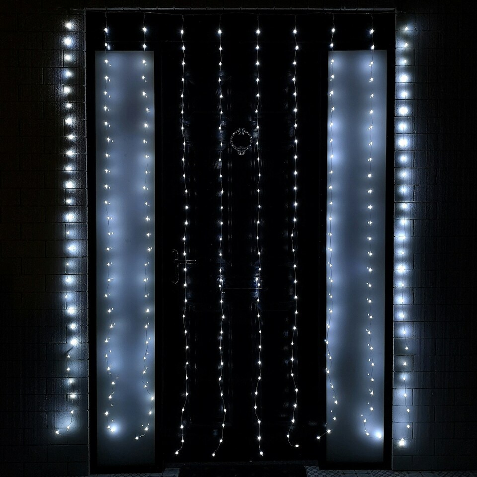 image 1 of 2.1m 300 LED Indoor Outdoor Party Curtain Christmas Lights in Cool White
