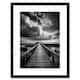 image 1 of Wooden Bridge River Landscape Black White 9x7" Black Framed Wall Art Print