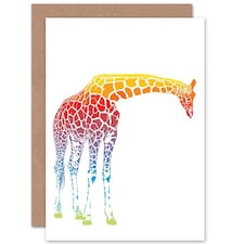 Colourful Rainbow Giraffe Bright Animal Greeting Art Card