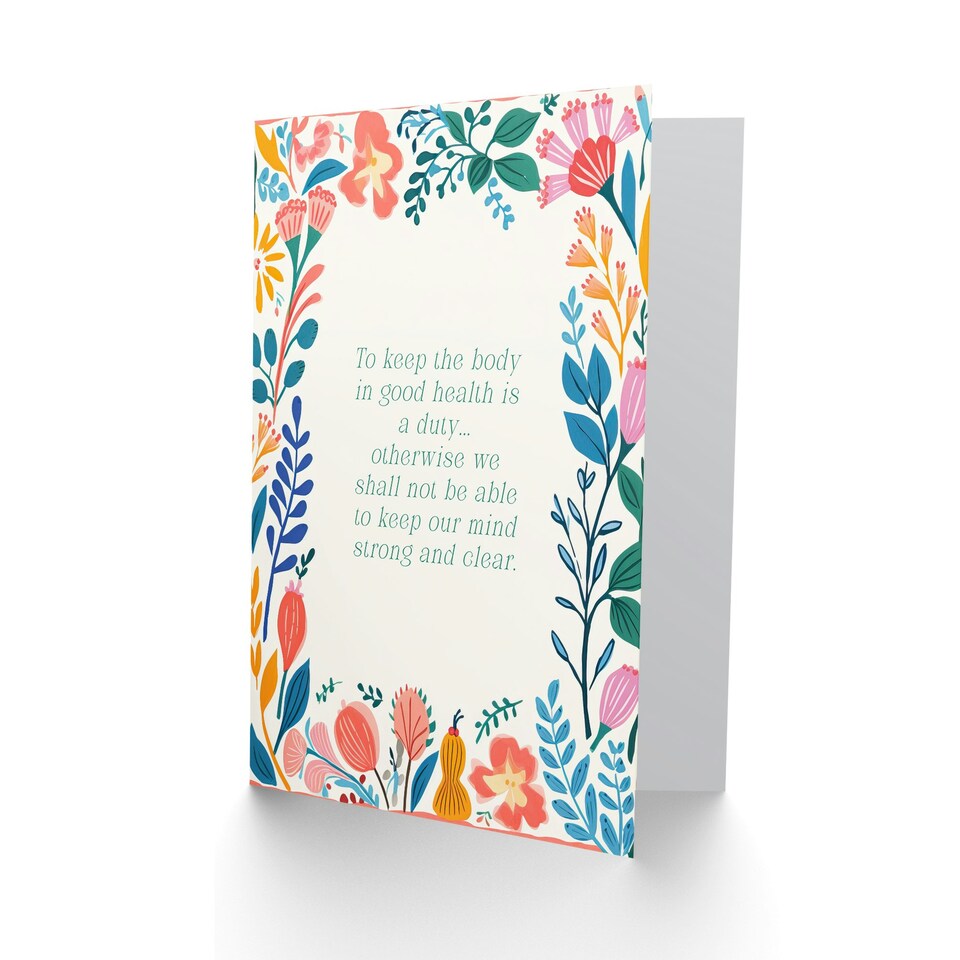 image 1 of Body in Good Health Buddhist Mindfulness Quote Spiritual Birthday Card
