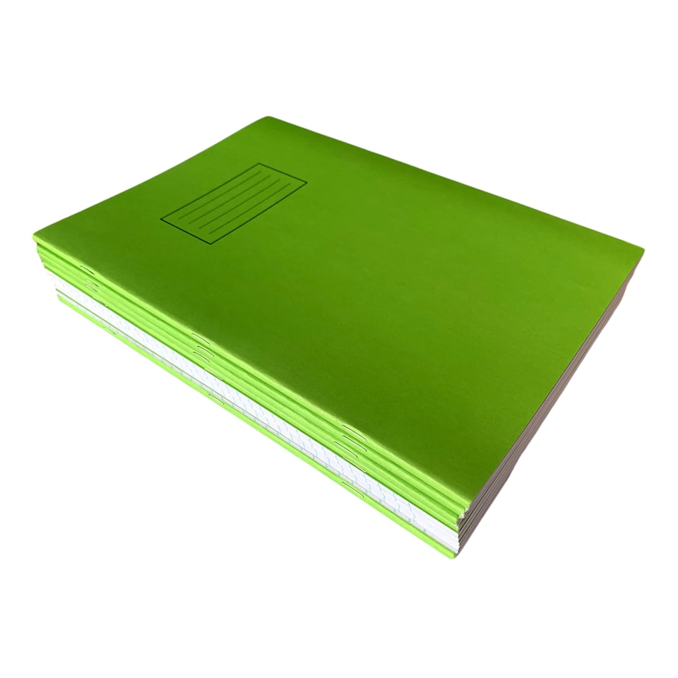 image 1 of Pack of 10 Janrax A4 Green 80 Pages Feint and Ruled Exercise Books