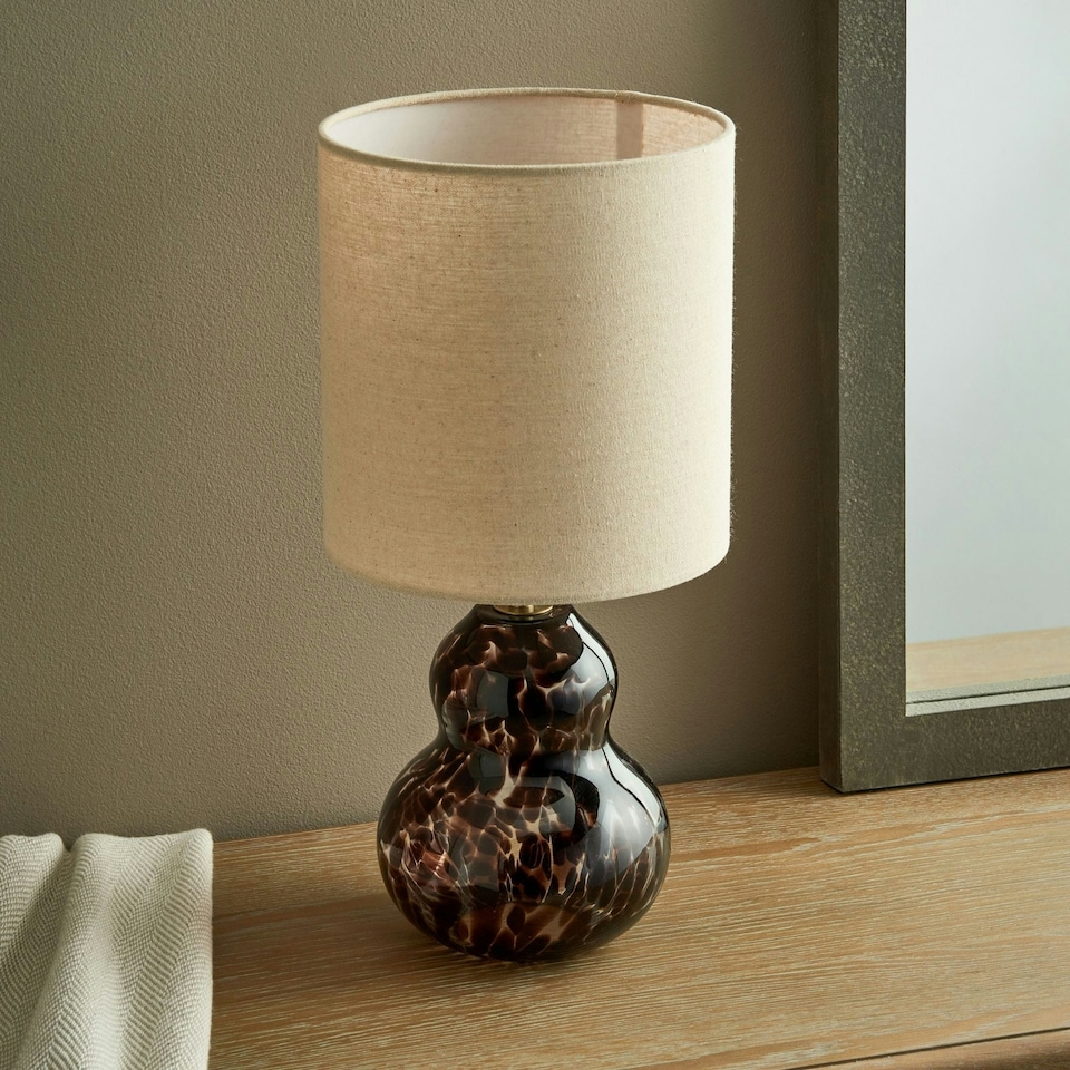image 1 of Maura Brown Tortoise Glass Table Lamp Brown