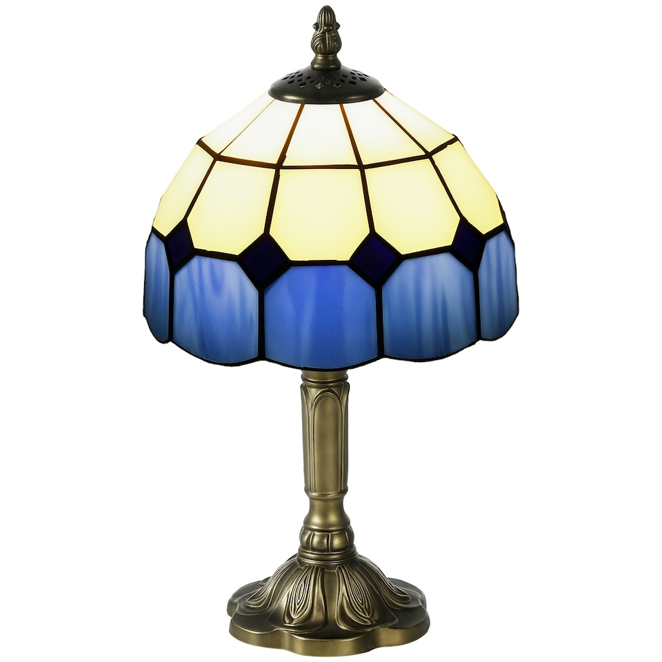 image 1 of HOMCOM Antique Table Lamp, for Bedroom Bedside, Bulb not Included, Blue