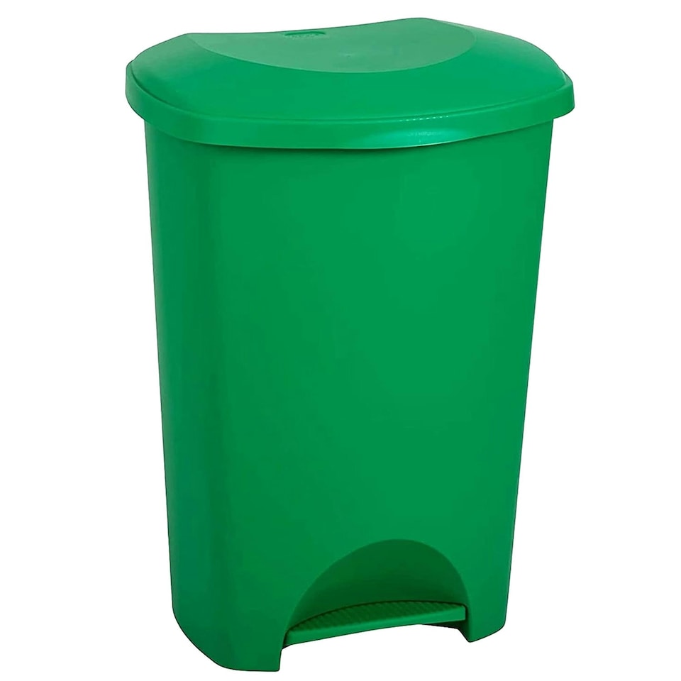image 1 of 2 x 50L Commercial Medical Utility Green Coloured Recycling Waste Bins With Foot Pedal Green