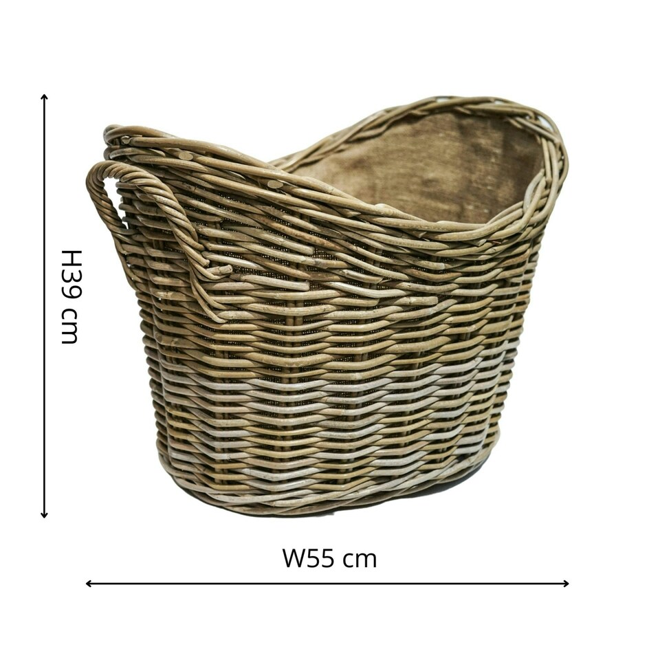 image 1 of Wicker Log Basket Oval Lined N/A
