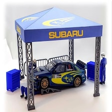 Slot Car Trackside Scenery Rally Service Tent Blue Subaru 1:32 Scale WASP