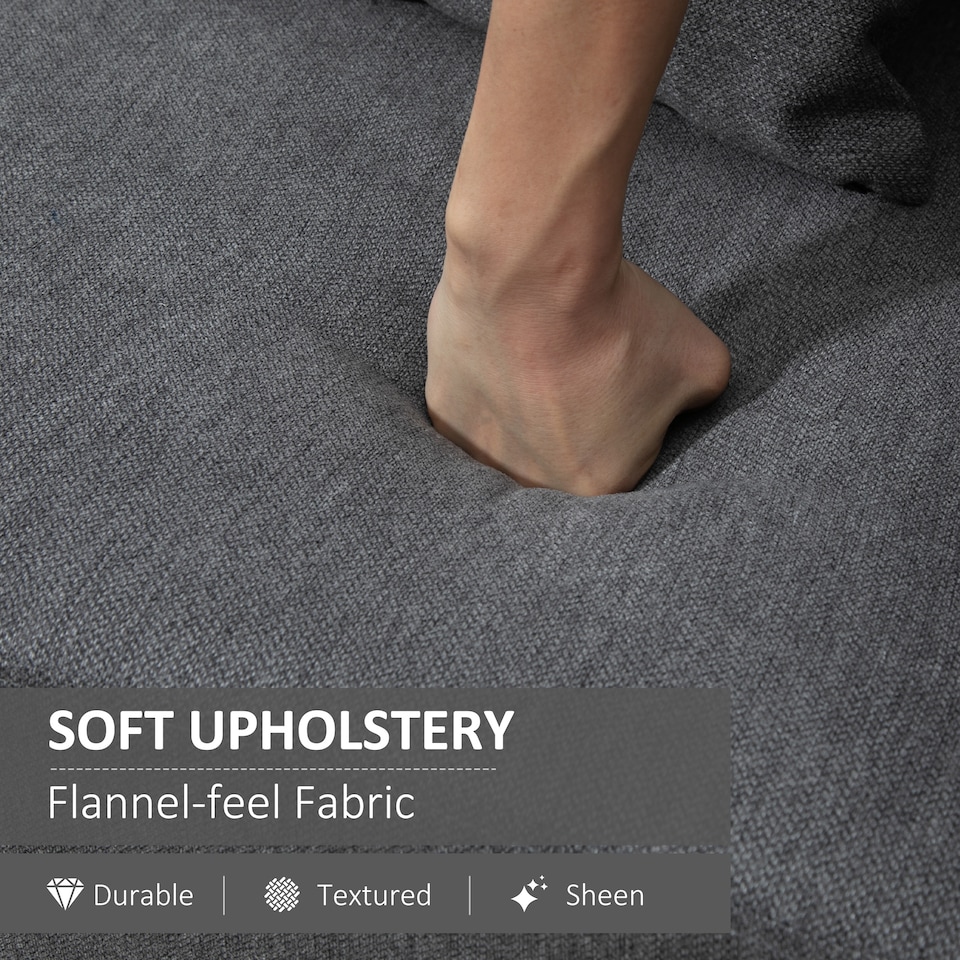 image 1 of HOMCOM 2 Seater Sofa, Modern Fabric Loveseat Sofa, Small Couch with 2 Pillows, Armrest and Wood Legs for Living Room, Bedroom, Home Office, Grey