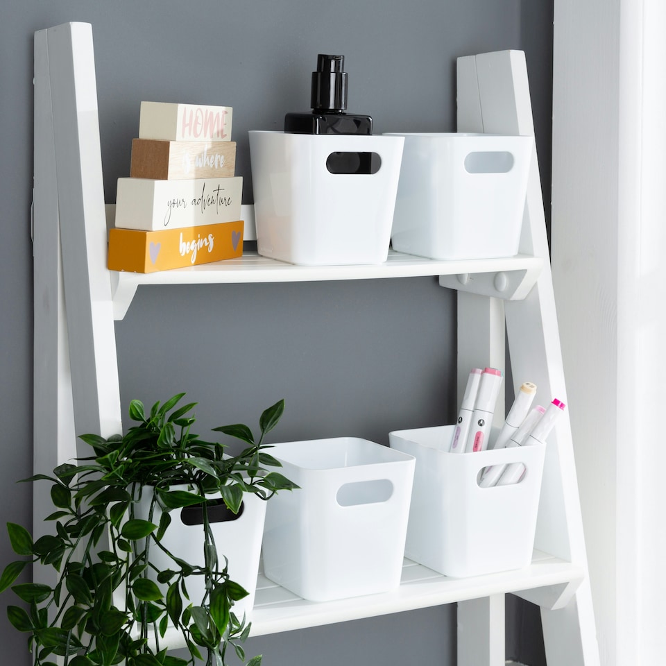 image 1 of Wham Studio 5 x 720ml Square Plastic Storage Baskets White