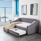 image 4 of Daybed with Trundle Grey 3ft with 2 Mattresses Twin Velvet Tufted Wooden with 2 Mattresses Bedroom Living Room