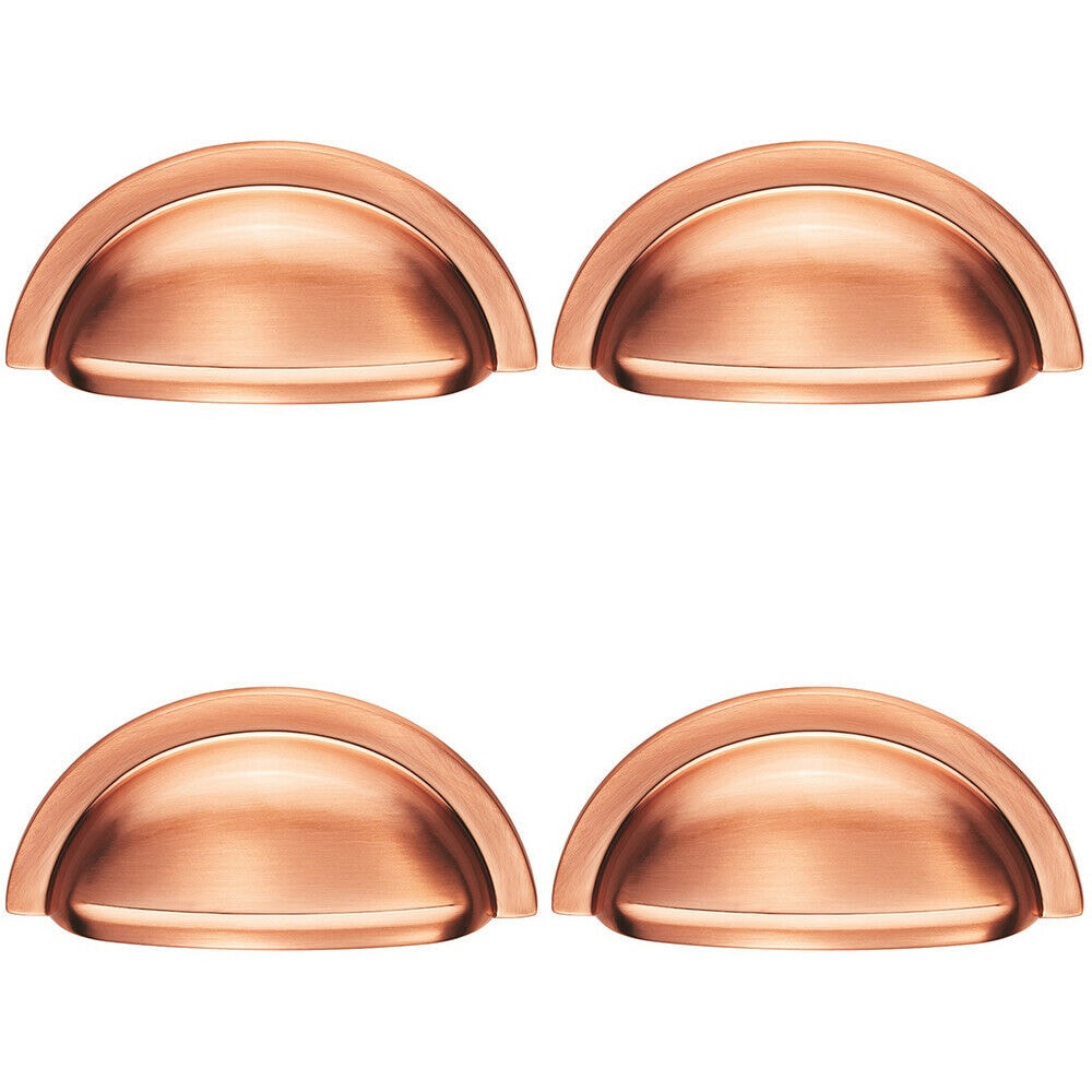 Loops 4x Cabinet Cup Pull Handle 91 x 45mm 76mm Fixing Centres Satin Copper