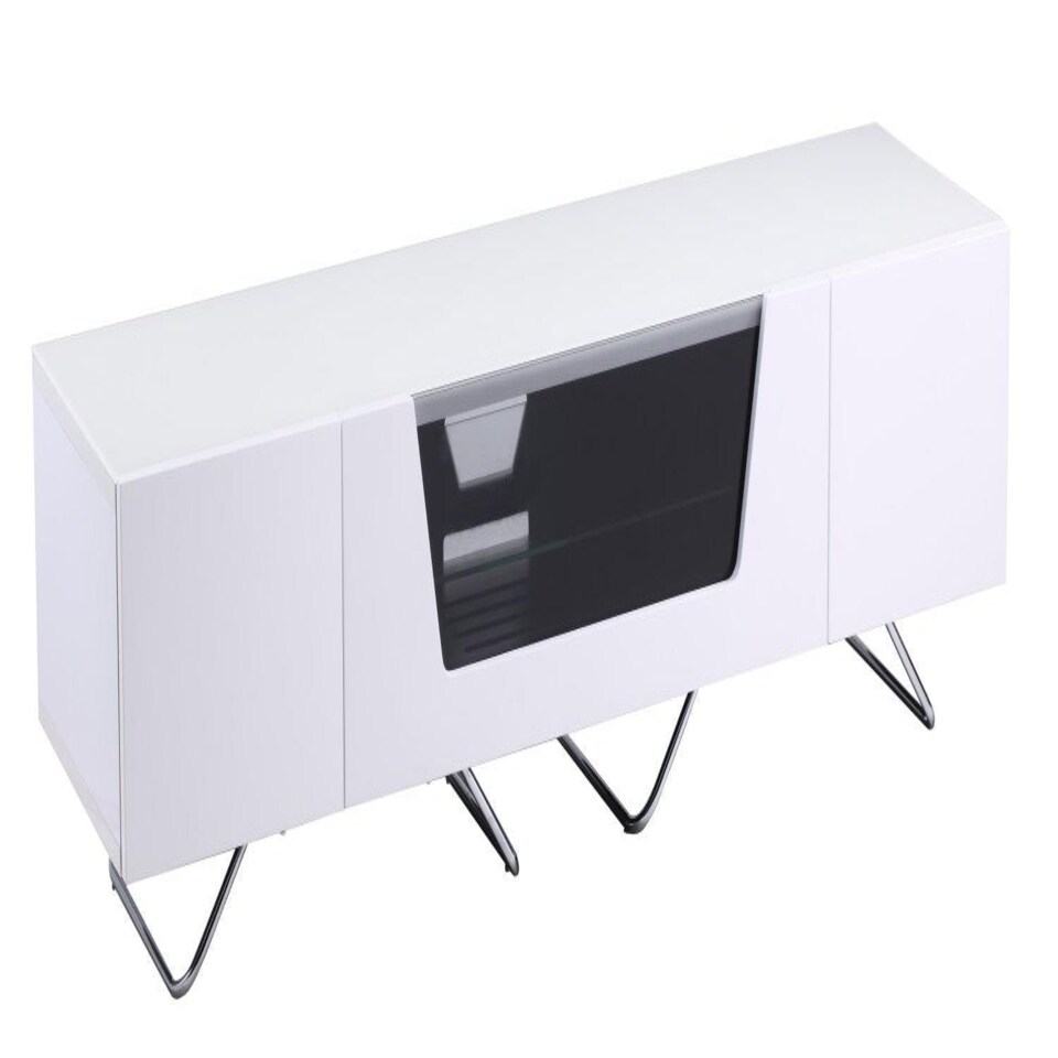 image 1 of Chromium TV-Stand with 1 Flap & 2 Drawers White White | White