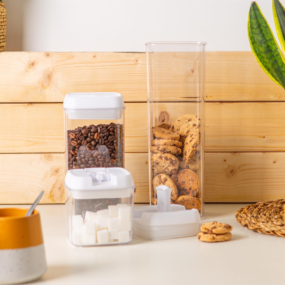 image 1 of Argon Tableware 3 Piece Flip Lock Plastic Food Storage Containers Set - White