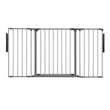 Safetots Premium Multi Panel Room Divider, up to 148cm Wide, Grey, 70cm Tall, Multi Panel Flexible Room Barrier, Room Divider with Door for Baby Grey