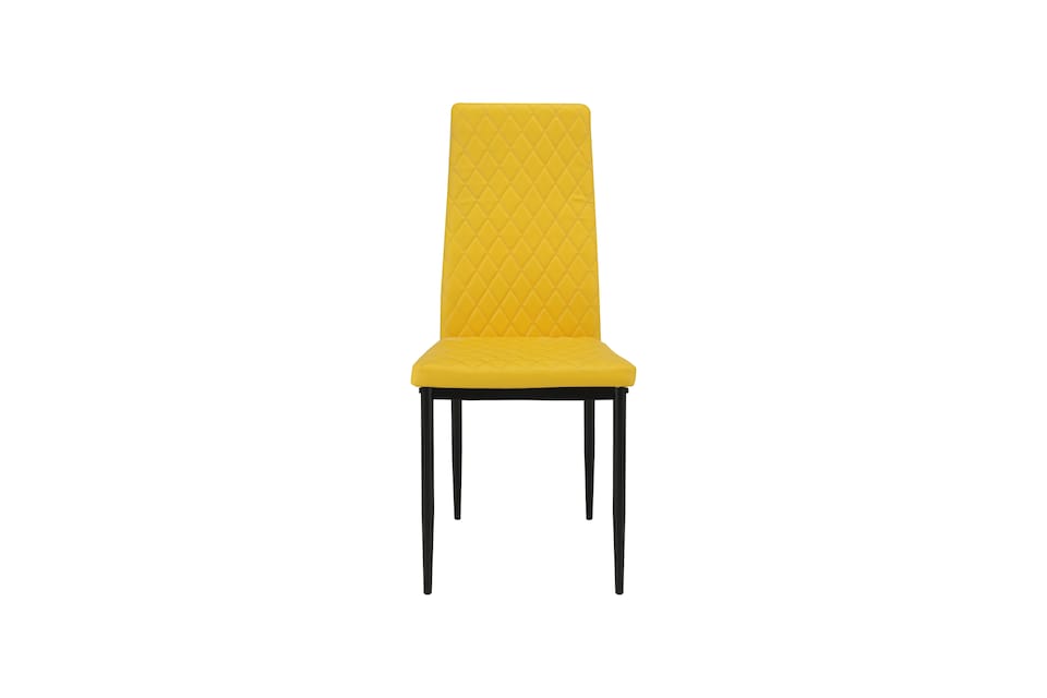 image 1 of San Diego Marble Dining Table with Emily Leather Chairs - Mustard