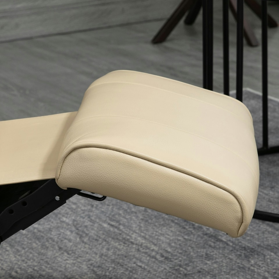 image 1 of HOMCOM Ergonomic Office Recliner Sofa Chair PU Leather Armchair Lounger Cream