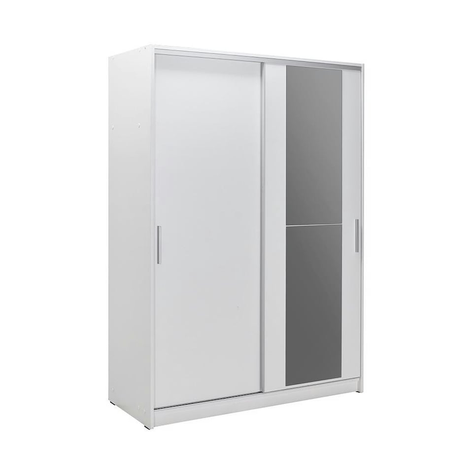 image 1 of Adore Matt White Sliding 2 Door Wardrobe 120cm with Mirror White